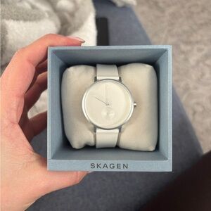 Skagen Silver and White Watch